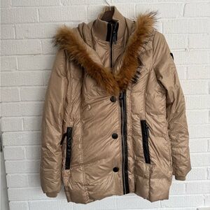 Atelier Noir RUDSAK Tan Puffer Jacket with Fur Trim